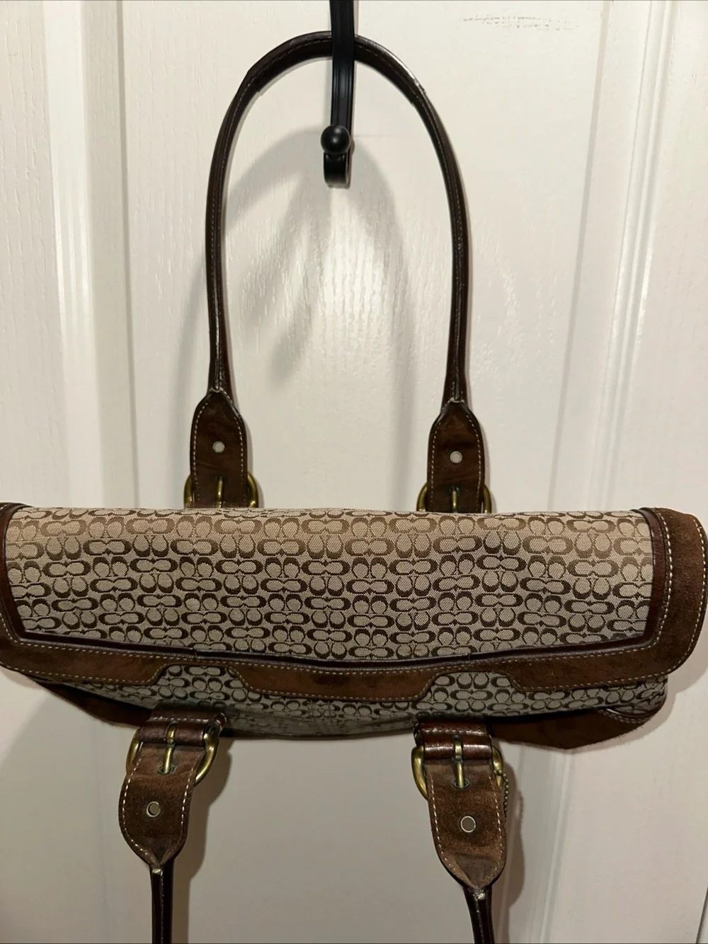 VTG Y2K Coach Purse 7080 Hampton Brown Tan Soho Handbag Signature Leather Buckle